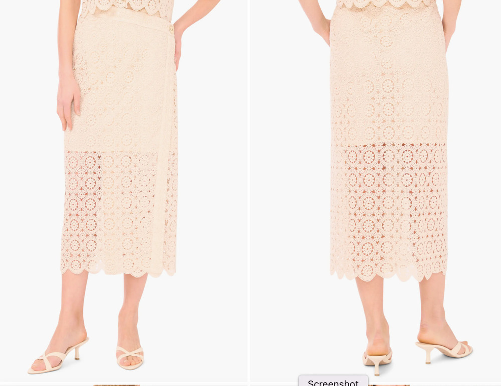 Parker Size Large L Lace Crochet Midi Skirt Eggnog Boho Grannycore NWT